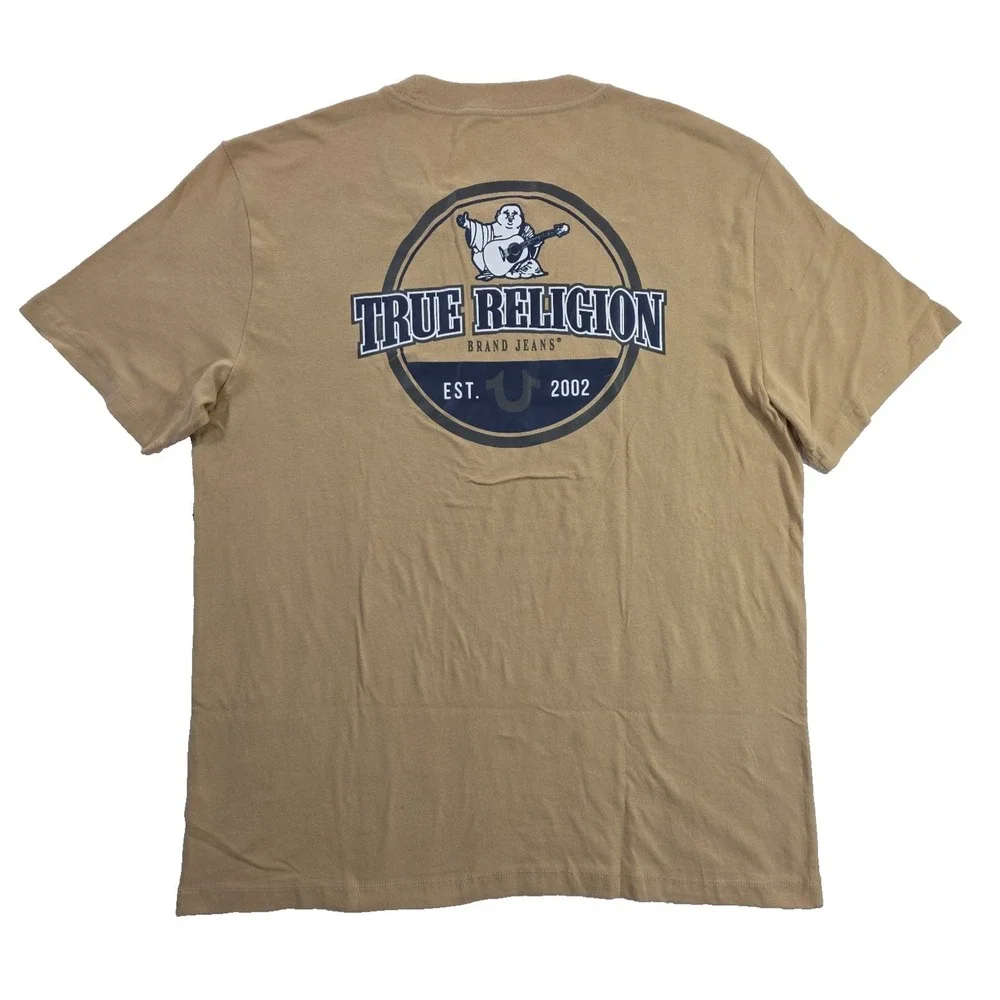 True Religion Men XL Horseshoe Logo T-Shirt Travertine Brown Graphic Tee NWT
